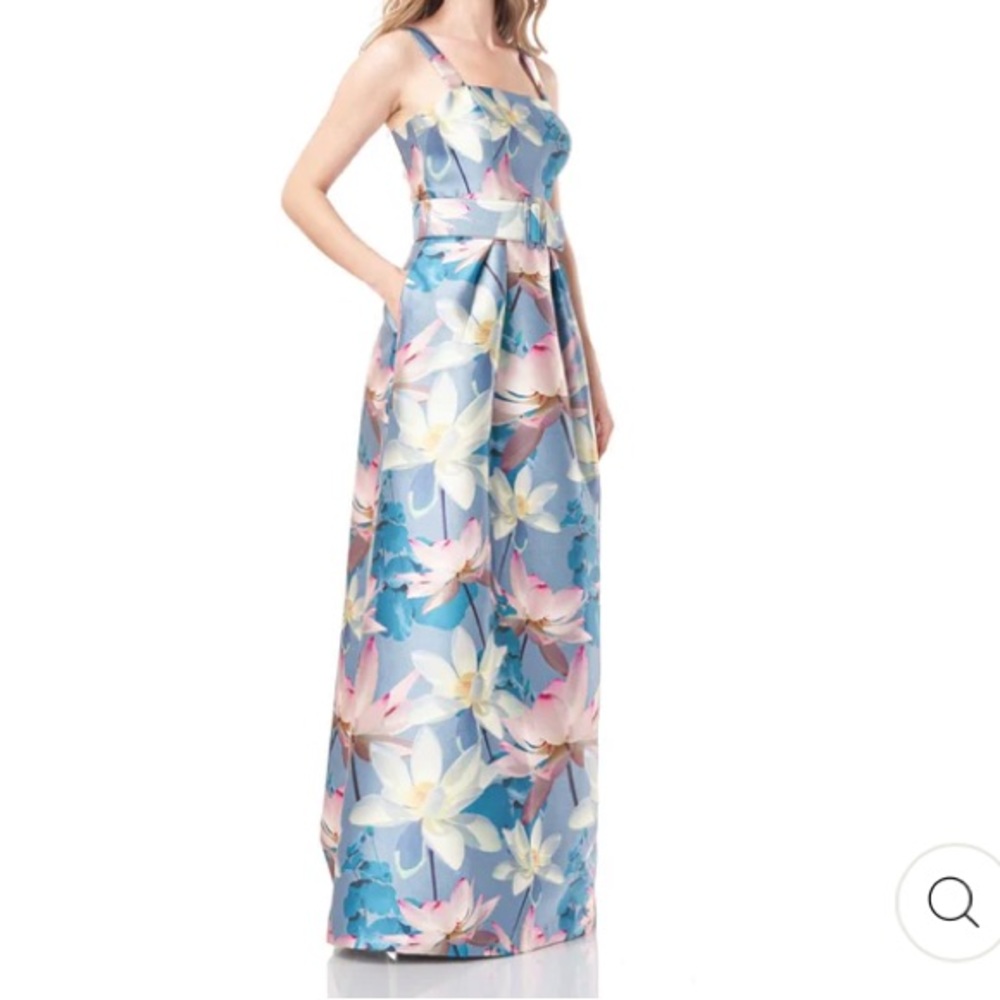 New Kay Unger Annabella Floral Belted Sheath Gown Size 10